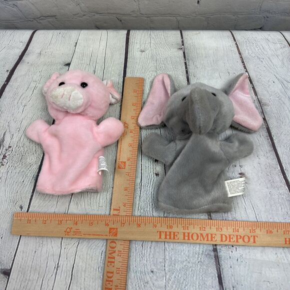 Grey‎ Elephant And Pink Pig Plush Hand Puppets Best Made Toys Lot Of 2 - Picture 2 of 10